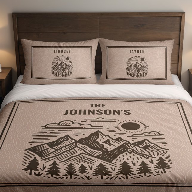 Funda De Cojín Moderno Rústico Montaña Personalizado (Custom set of 2 Pillow shams with rustic mountains pair great with duvet cover sold separately )