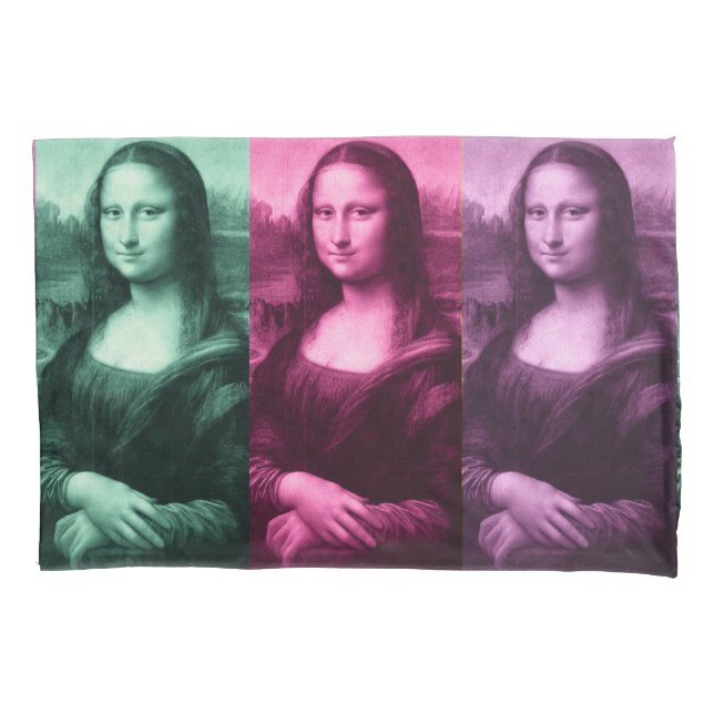 Funda De Cojín Mona Lisa Púrpura Rosa Verde (Anverso)