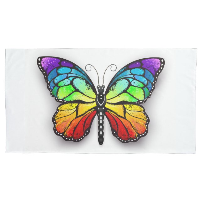 Funda De Cojín Monarca de mariposa arco iris (Anverso)