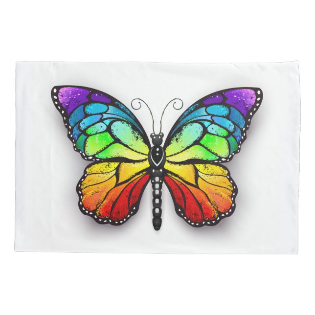 Funda De Cojín Monarca de mariposa arcoiris (Reverso)