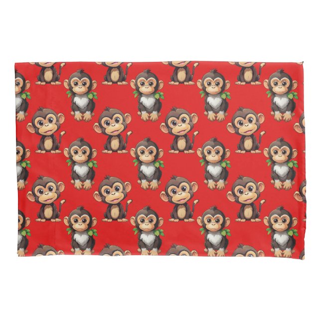 Funda De Cojín Monkey Pattern Design Red (Anverso)