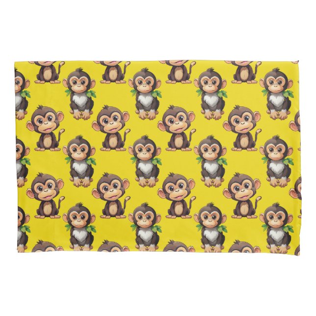 Funda De Cojín Monkey Pattern Design Yellow  (Anverso)