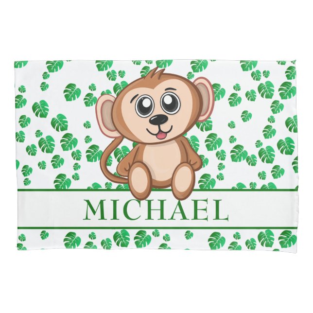 Funda De Cojín Mono de mono de Safari de la Selva Cute niños anim (Anverso)