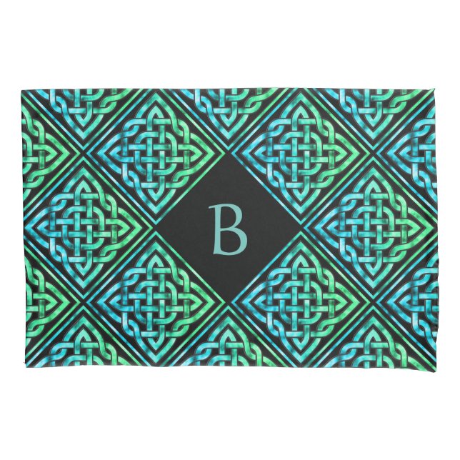 Funda De Cojín Monograma Base de Knot Celtic (Anverso)