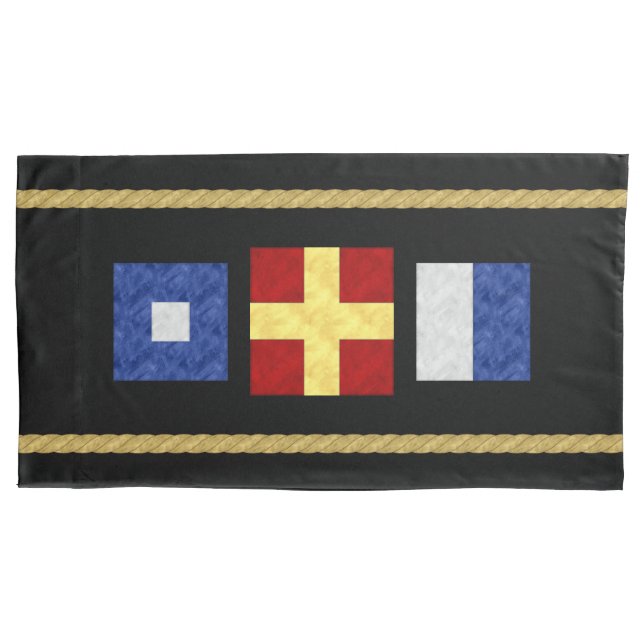 Funda De Cojín Monograma de bandera de señal marítima náutica (Anverso)