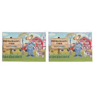 Funda De Cojín Monograma de la granja E-I-E-I-E-I-O de MacDonald'