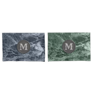 Funda De Cojín Monograma de mármol de dos colores - Escoja sus co