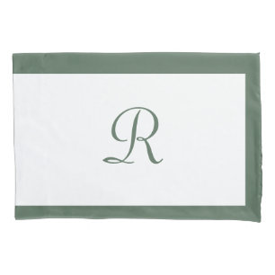Funda De Cojín Monograma de nombre verde de sabio simple