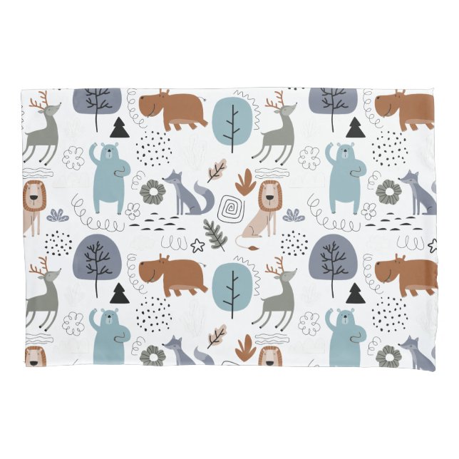 Funda De Cojín Monograma de patrón de animales de bosque de perso (Anverso)