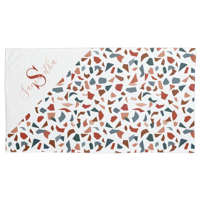 Funda De Cojín Monograma de Patrón Marrón Moderno (Anverso)