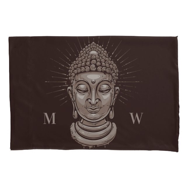 Funda De Cojín Monograma de personalizado Mallas de Buda (Anverso)