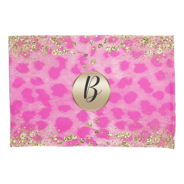 Funda De Cojín Monograma de Purpurina Dorada con Estampado de Gue (Anverso)