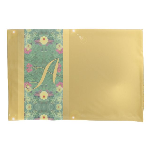 Funda De Cojín Monograma de tipo bronce floral (Anverso-izquierdo)