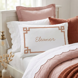 Funda De Cojín Monograma estándar de llave griega de terracota