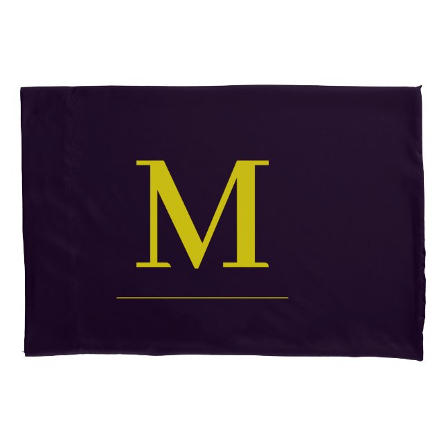 Funda De Cojín Monograma minimalista amarillo elegante sofisticad (Anverso)