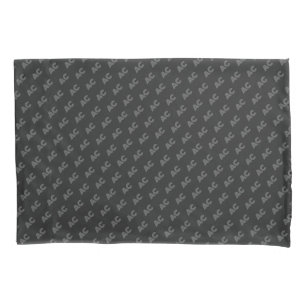Funda De Cojín Monograma moderno negro y gris