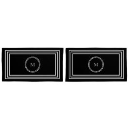 Funda De Cojín Monograma oscuro lujoso marcos blancos Minimalista