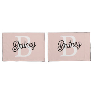 Funda De Cojín Monograma personalizado moderno y nombre Pastel ro