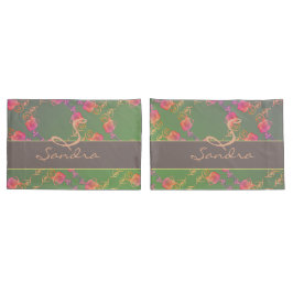 Funda De Cojín Monograma Rosa romántico