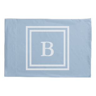 Funda De Cojín Monograma simple azul y blanco para bebés