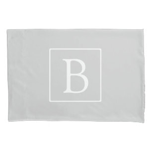 Funda De Cojín Monograma Simple Gris Claro