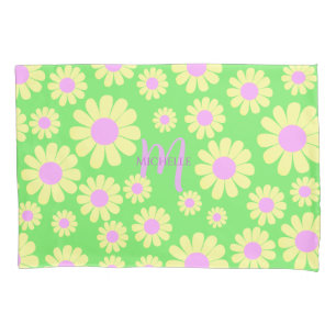 Funda De Cojín Monograma verde amarillo marrón
