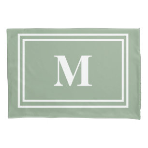 Funda De Cojín Monograma verde sabio moderno