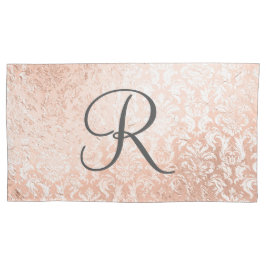 Funda De Cojín Monogramado Rosa Gold Damask