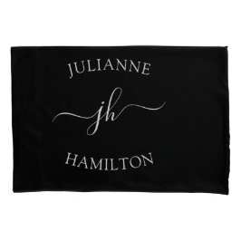 Funda De Cojín Monogramo negro clásico minimalista