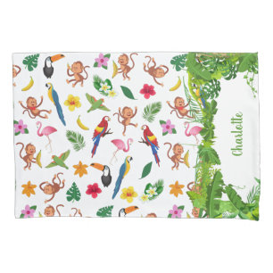 Funda De Cojín Monos y plátanos en el patrón de la jungla