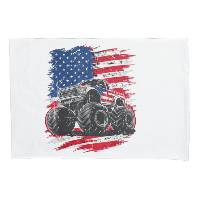 Funda De Cojín Monster Truck Bandera de Estados Unidos (Anverso)