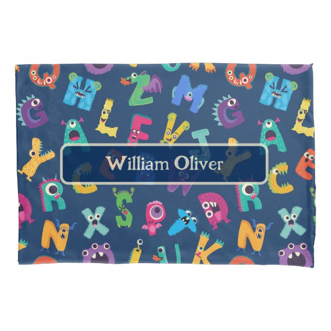Funda De Cojín Monstruo personalizado ABC Monstruos de alfabeto s (Anverso)