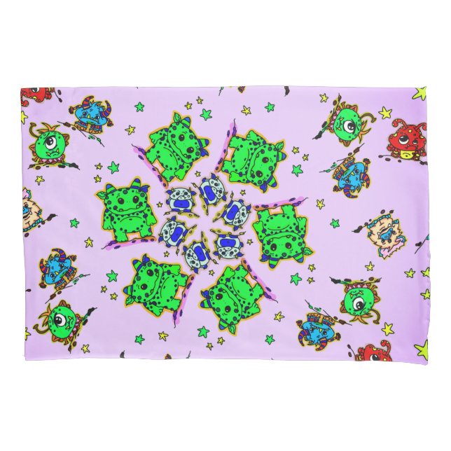 Funda De Cojín monstruos dibujos animados lindos (Anverso)