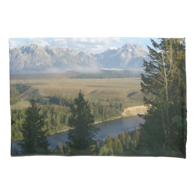 Funda De Cojín Montañas y río de Jackson Hole (Anverso)