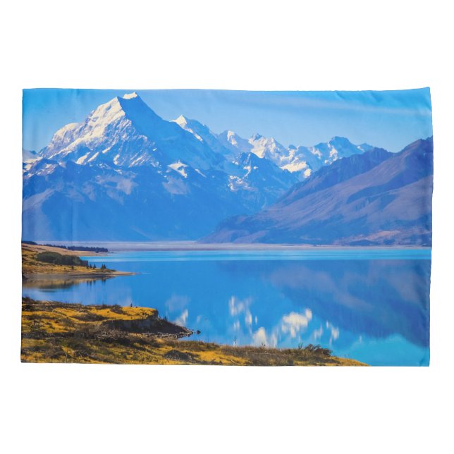 Funda De Cojín Monte Cook con vistas al lago Pukaki, NZ (Reverso)