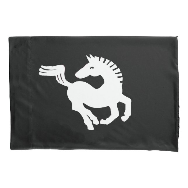 Funda De Cojín Monumento negro de caballo blanco (Anverso)