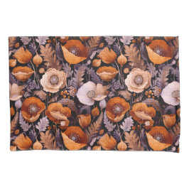 Funda De Cojín Moody poppies on black pattern