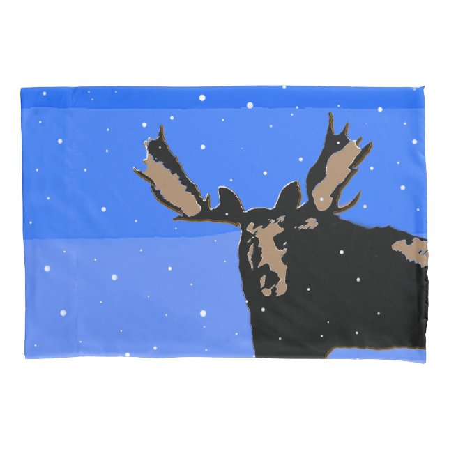 Funda De Cojín Moose in Winter - Original Wildlife Art (Anverso)