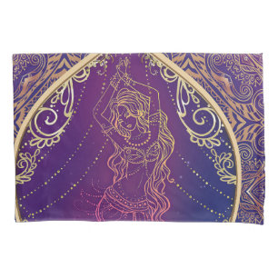 Funda De Cojín Morado y dorado glam de baile de vientre árabe mar