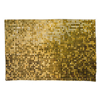 Funda De Cojín Mosaico de Oro: Textura de mosaicos cuadrados.