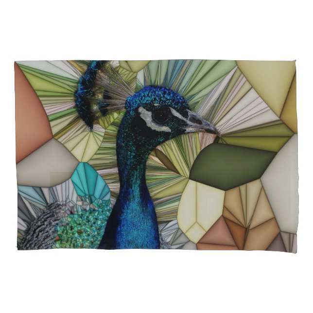 Funda De Cojín Mosaico de pavo real colorido (Anverso)