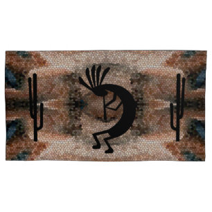Funda De Cojín Mosaico del desierto del suroeste de Kokopelli