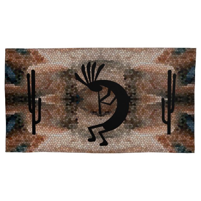 Funda De Cojín Mosaico del desierto del suroeste de Kokopelli (Anverso)