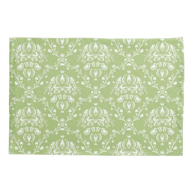 Funda De Cojín Moss Green Damask (Reverso-Izquierdo)