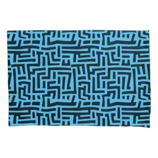 Funda De Cojín Motif Azul Y Negro | Patrón de mazorca geométrica