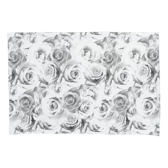 Funda De Cojín Motif Floral Repetido | Patrón de rosas blancas (Anverso)