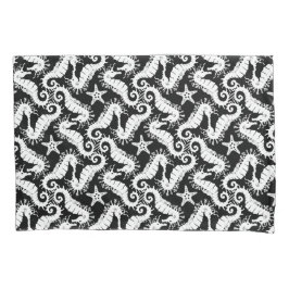 Funda De Cojín Motif Repetidor Blanco Y Negro | Patrón caballito