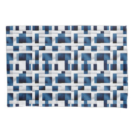 Funda De Cojín Motivo Artístico Cuadriculado Azul | Patrón Geomét