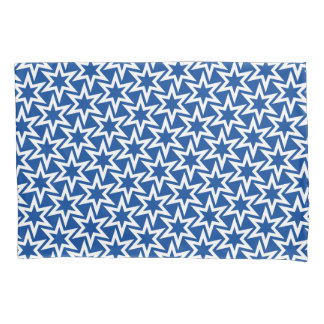Funda De Cojín Motivo Azul y Blanco | Patrón de Estrella Geométri