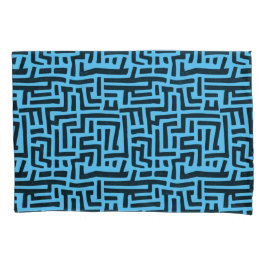 Funda De Cojín Motivo Azul y Negro | Patrón de Laberinto Geométri